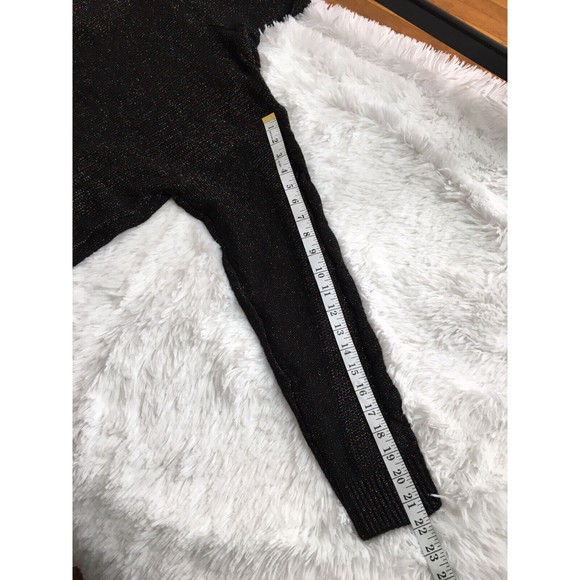 CHARTER CLUB Chunky knit Sweater Black Turtle Neck Metallic size M long sleeve - Picture 5 of 11